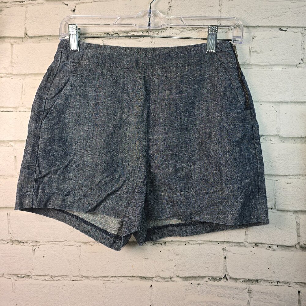 WOMENS LINEN BLEND LEVEL 99 DENIUM COLORED SHORTS SIDE ZIP SIZE 26